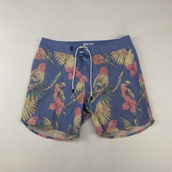 Chubbies Men’s Blue Multicolor Tropical Parrot Boardshorts Size 32 Stretch - Picture 2 of 7